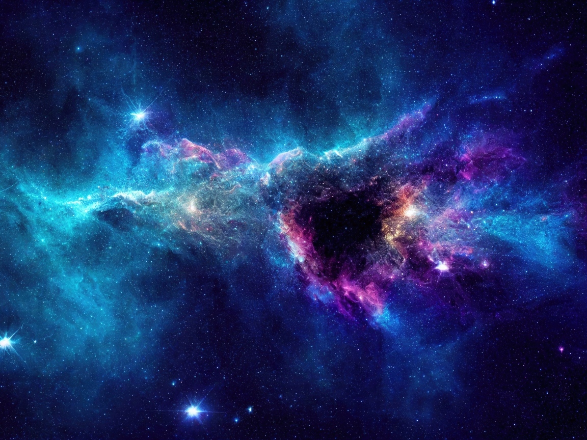 Яркая космическая туманность со звездами