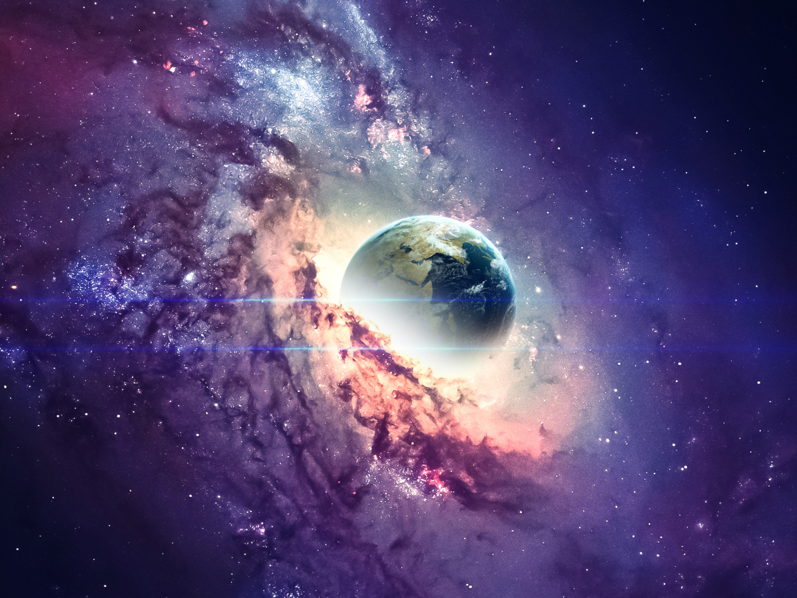 Большая планета Земля попадает в космическую дыру