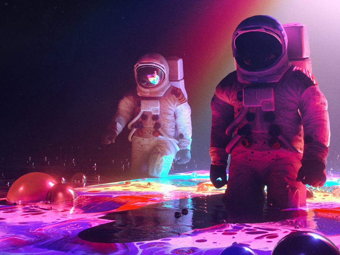 Два астронавта на поверхности планеты