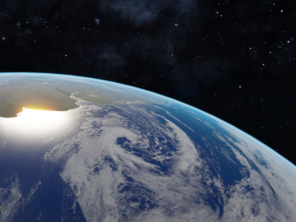 Вид на голубую планету Землю с темного космоса