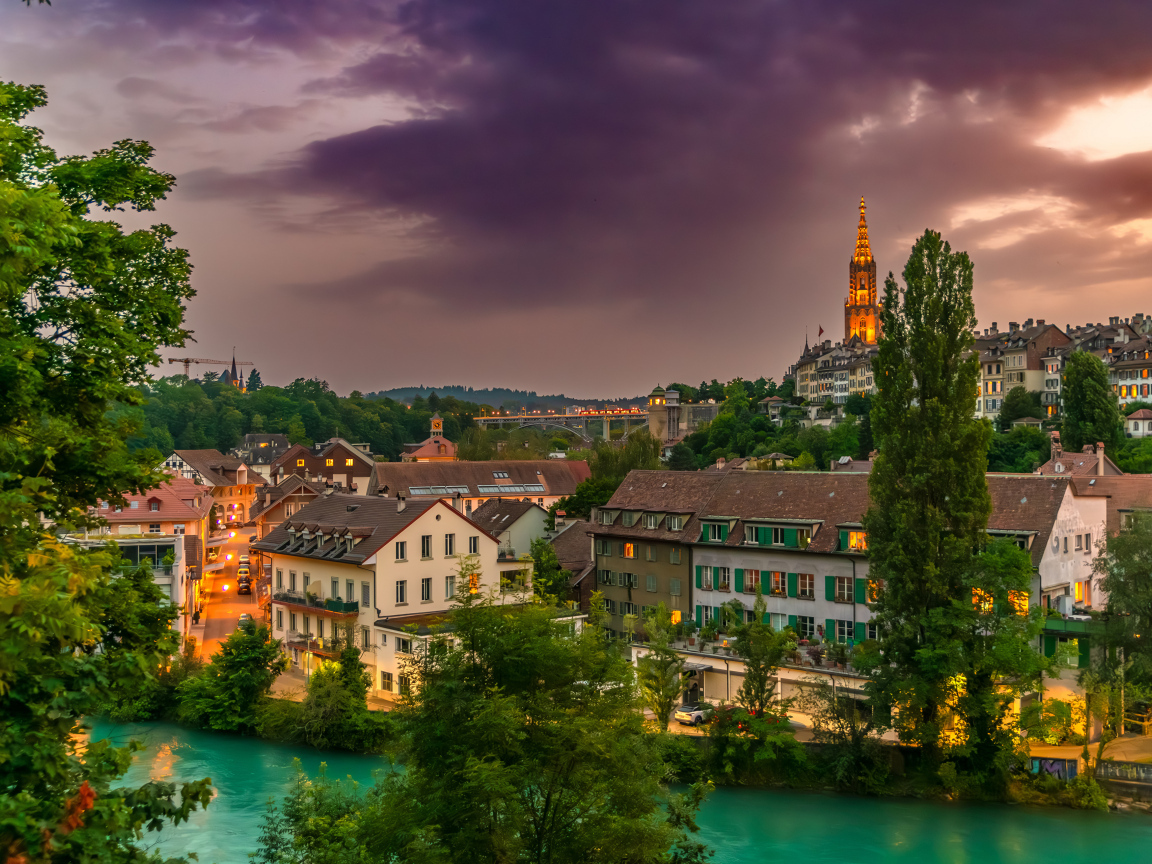 Красивый вид на город Берн, Швейцария