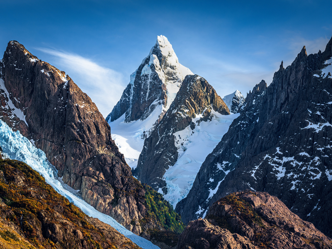 Острые заснеженные вершины гор, Чили