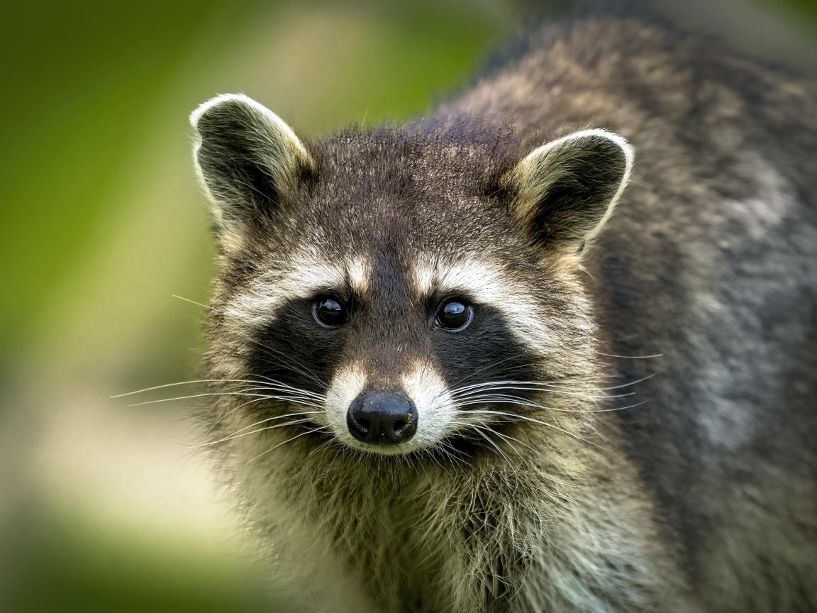Милый енот с черным носом