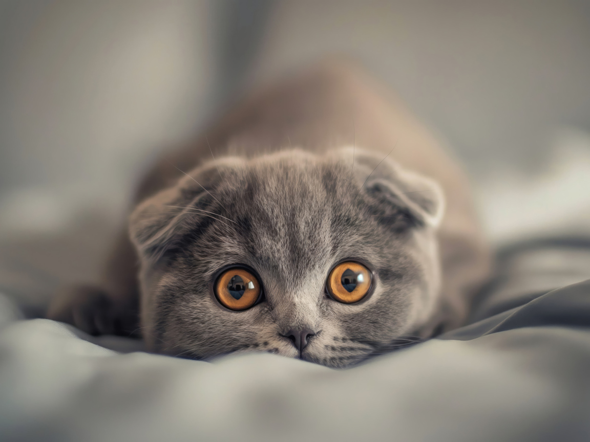 Вислоухий шотландский котенок с коричневыми глазами