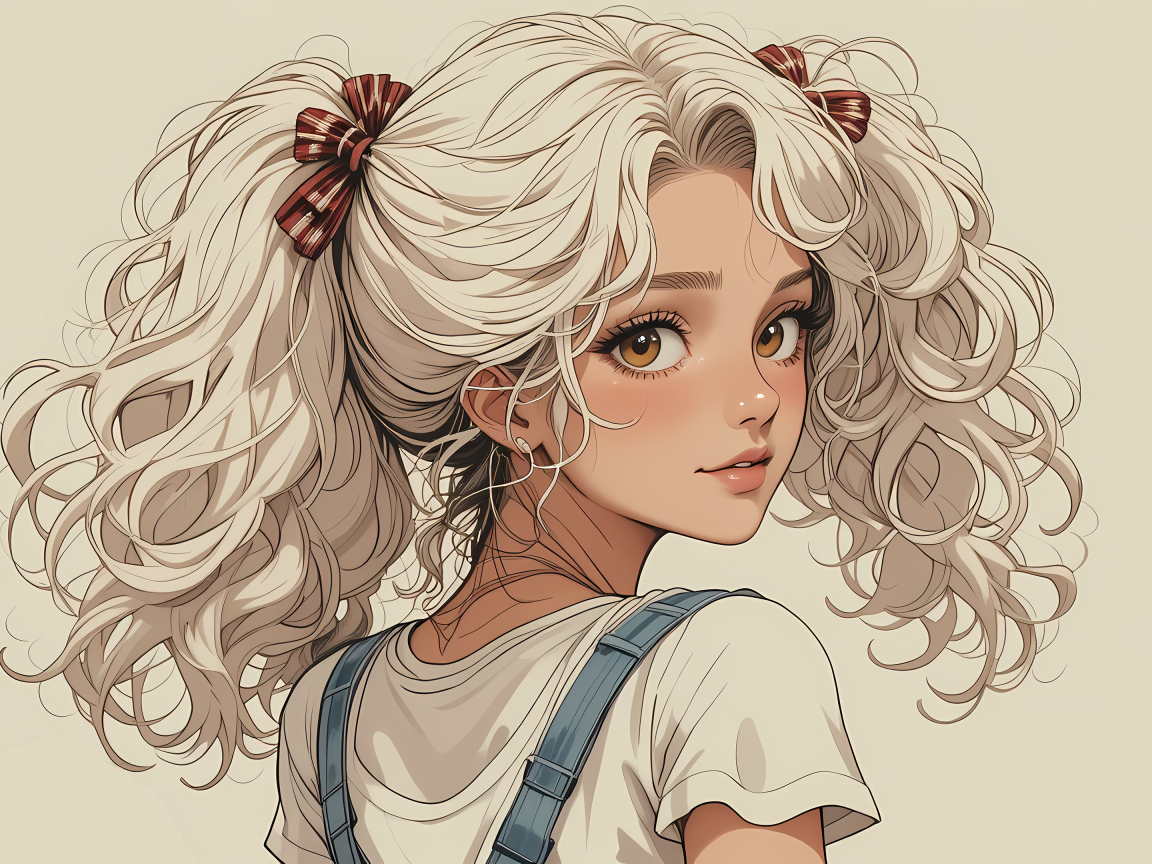 Девушка аниме с белыми волосами