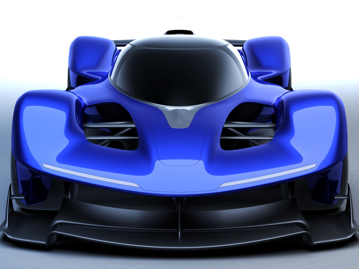 Вид спереди на синий спортивный автомобиль Red Bull RB17 Prototype 2024 года
