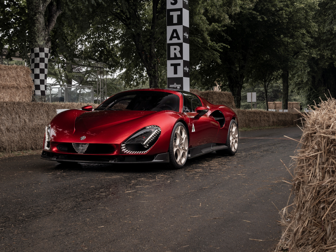 Красный автомобиль Alfa Romeo 33 Stradale