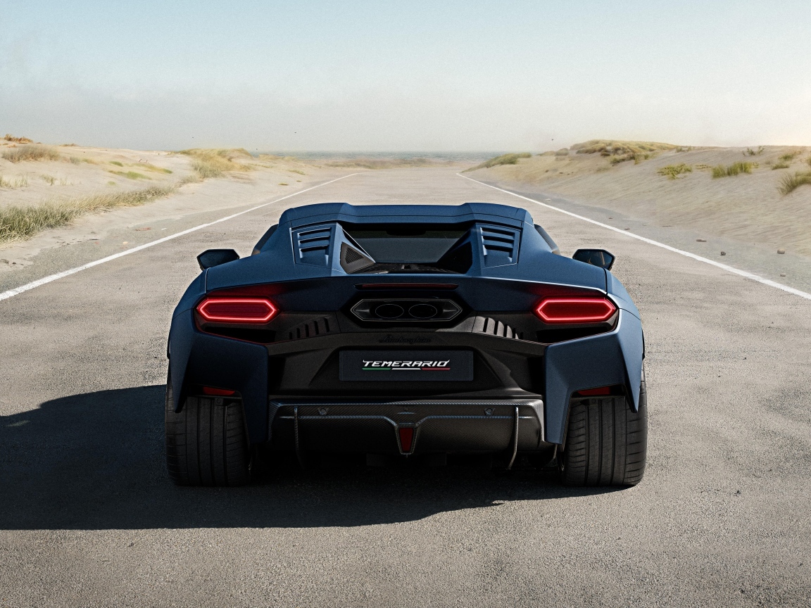 Вид сзади на автомобиль Lamborghini Temerario