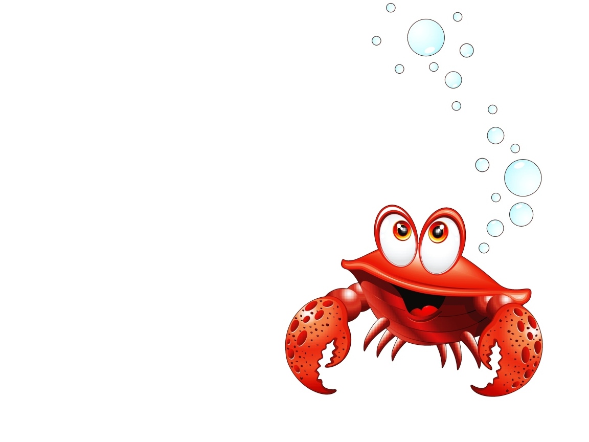 Красный краб с пузырями на белом фоне
