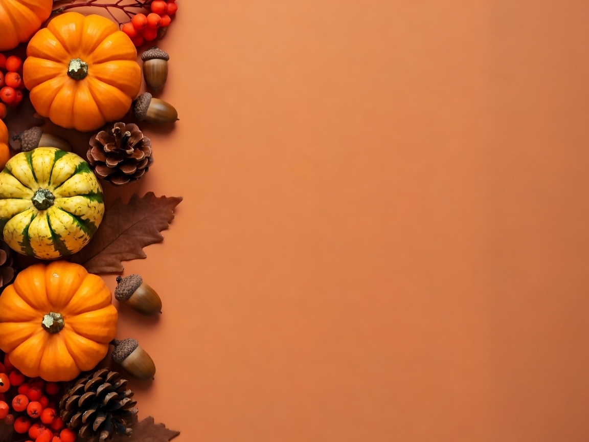 Тыквы с шишками на оранжевом фоне