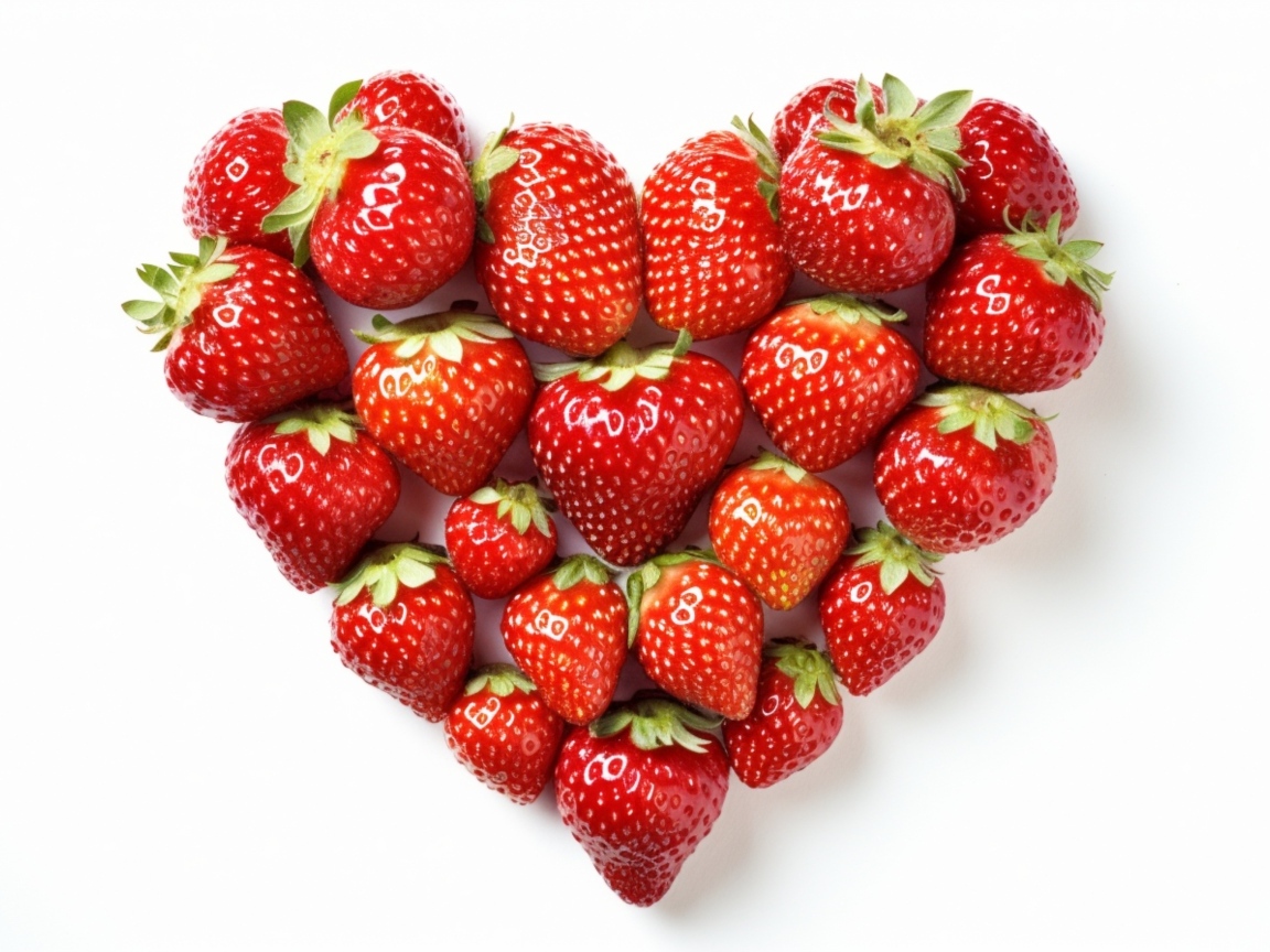 Сердце из вкусной красной клубники на белом фоне