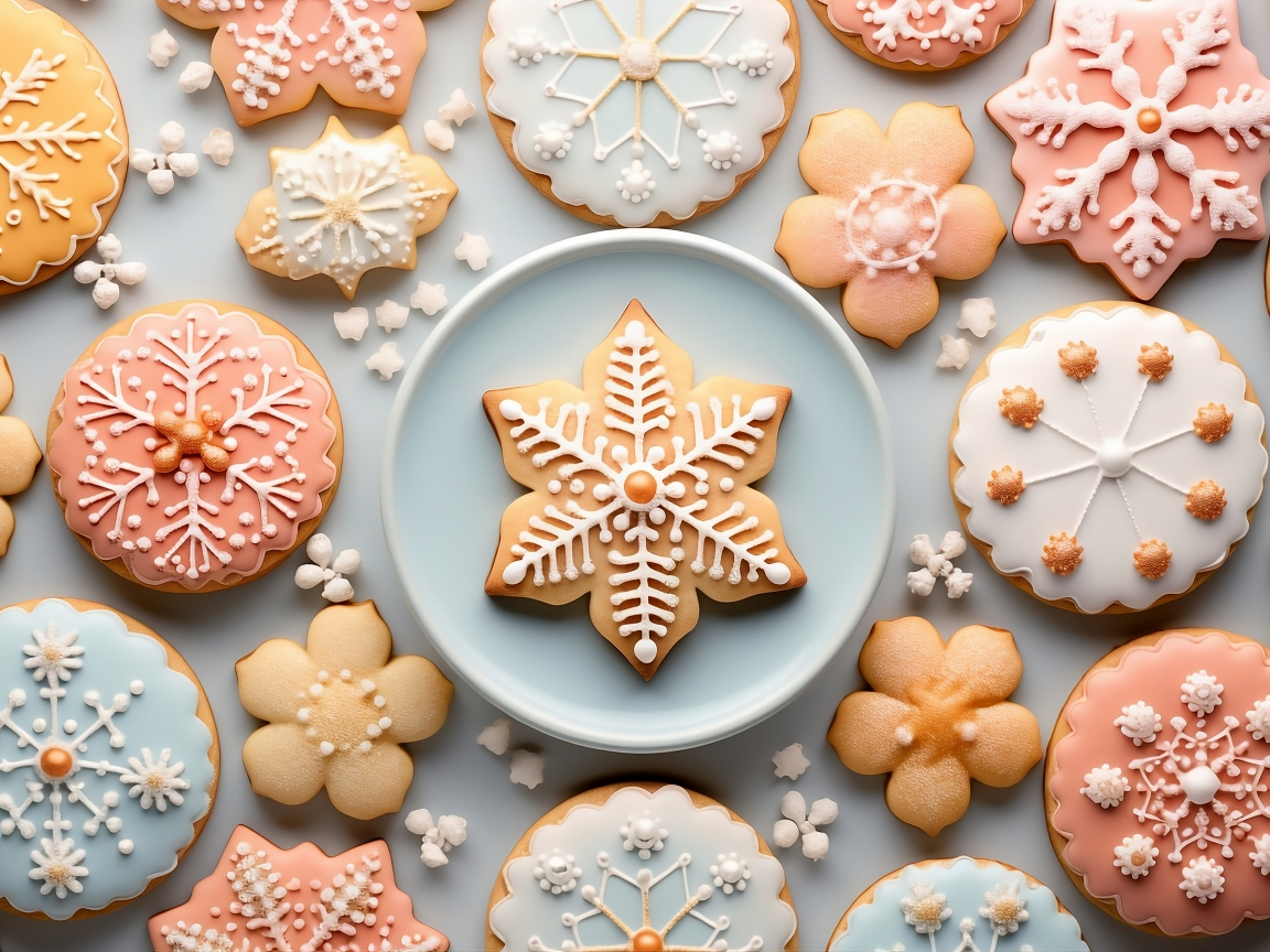 Красивое новогоднее печенье с рисунками