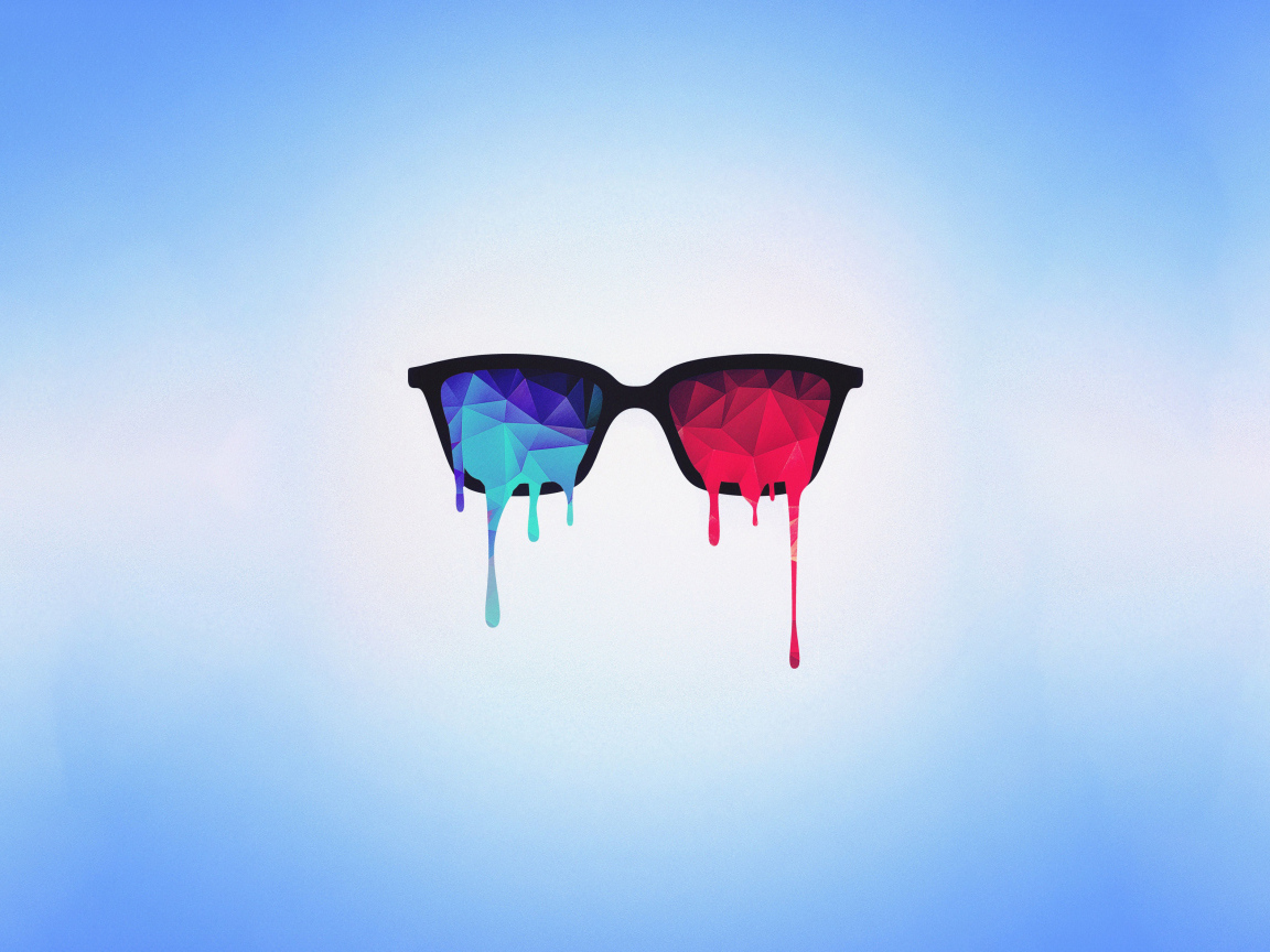 Очки с капающей краской на синем фоне
