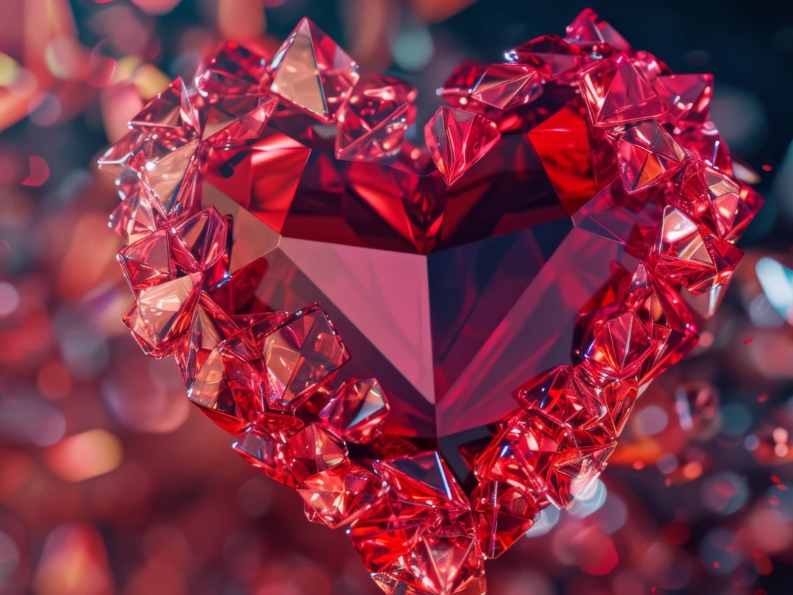 Красивое красное сердце из камня