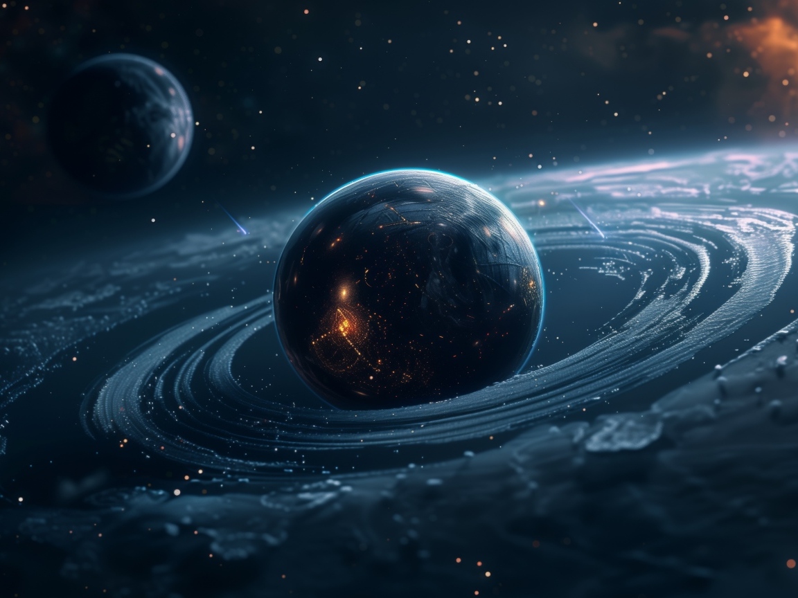 Планета земля с галактическими кругами