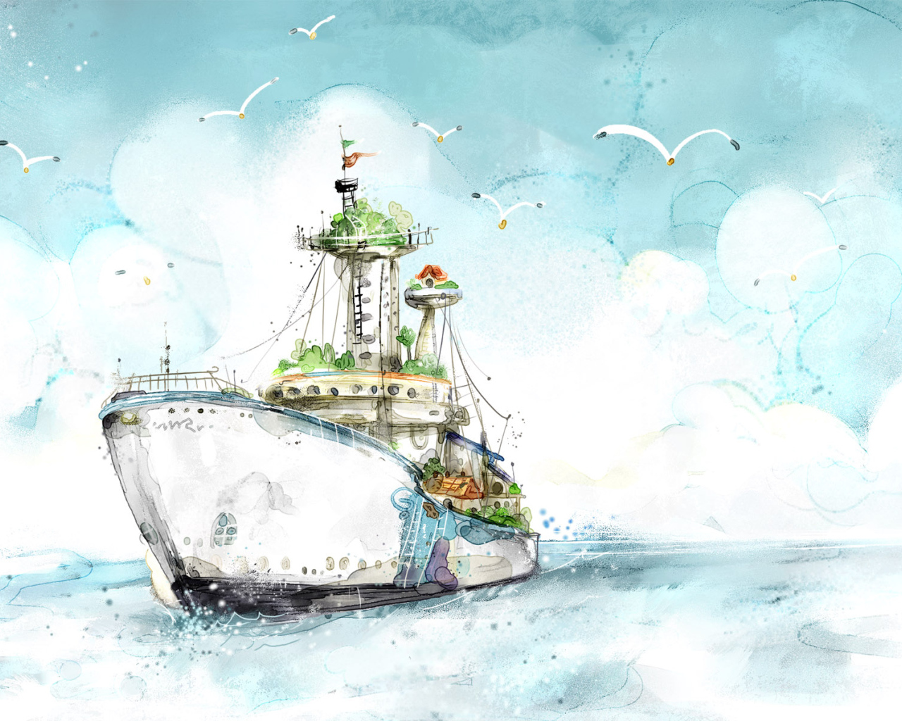 Корабль в море