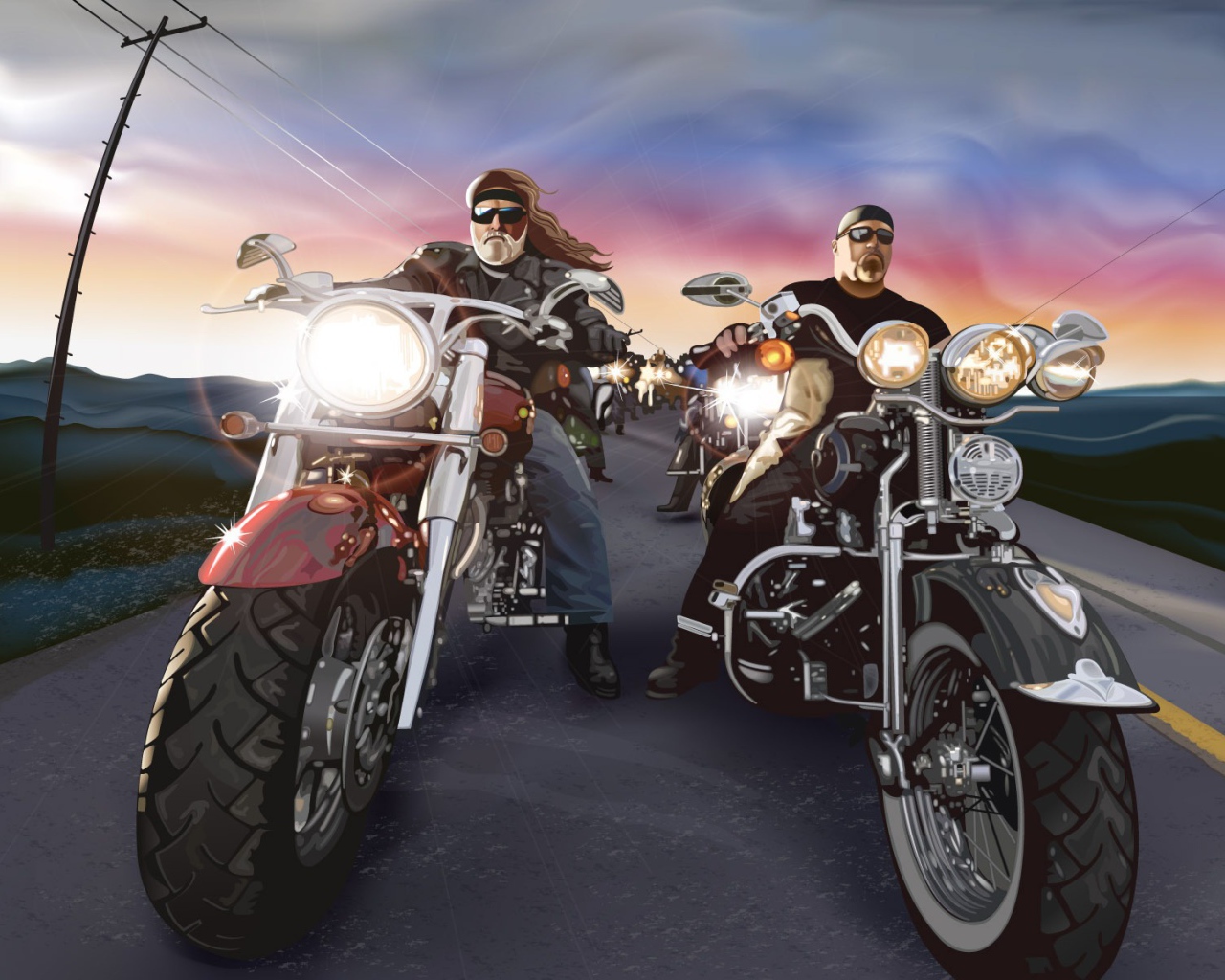 Байкеры на мотоциклах