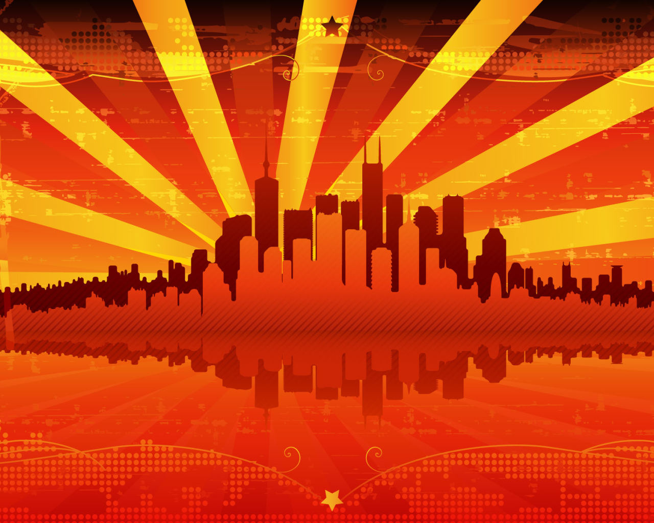 Красный векторный город