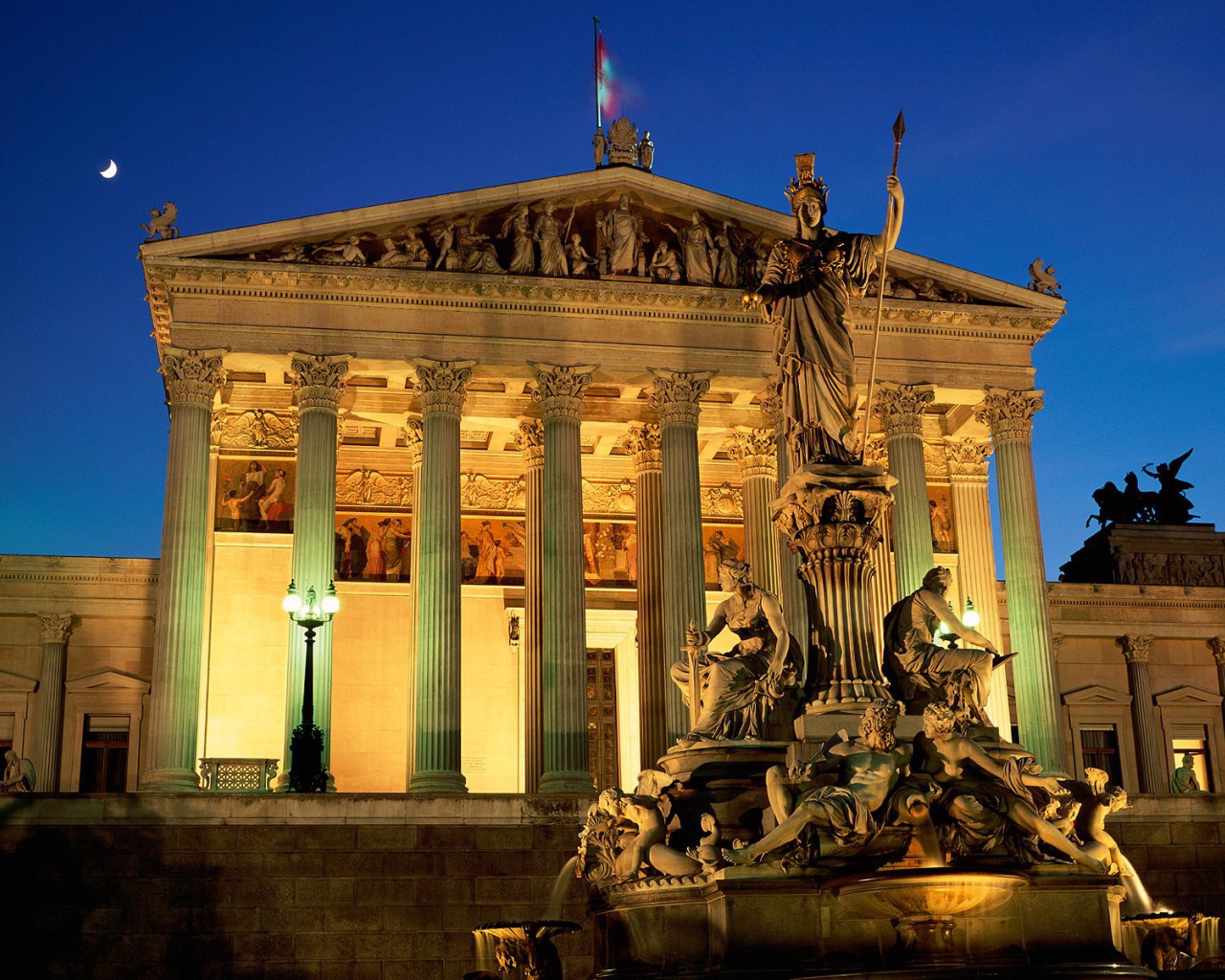 Фонтан Pallas Athene, здание Парламента, Вена, Австрия