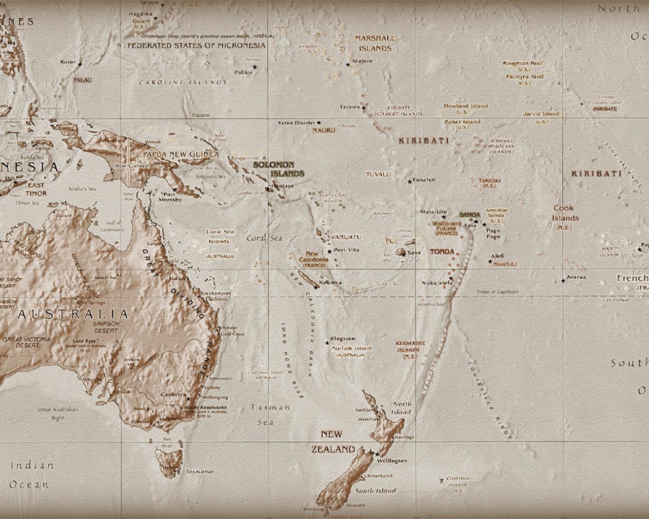 Карта Океании