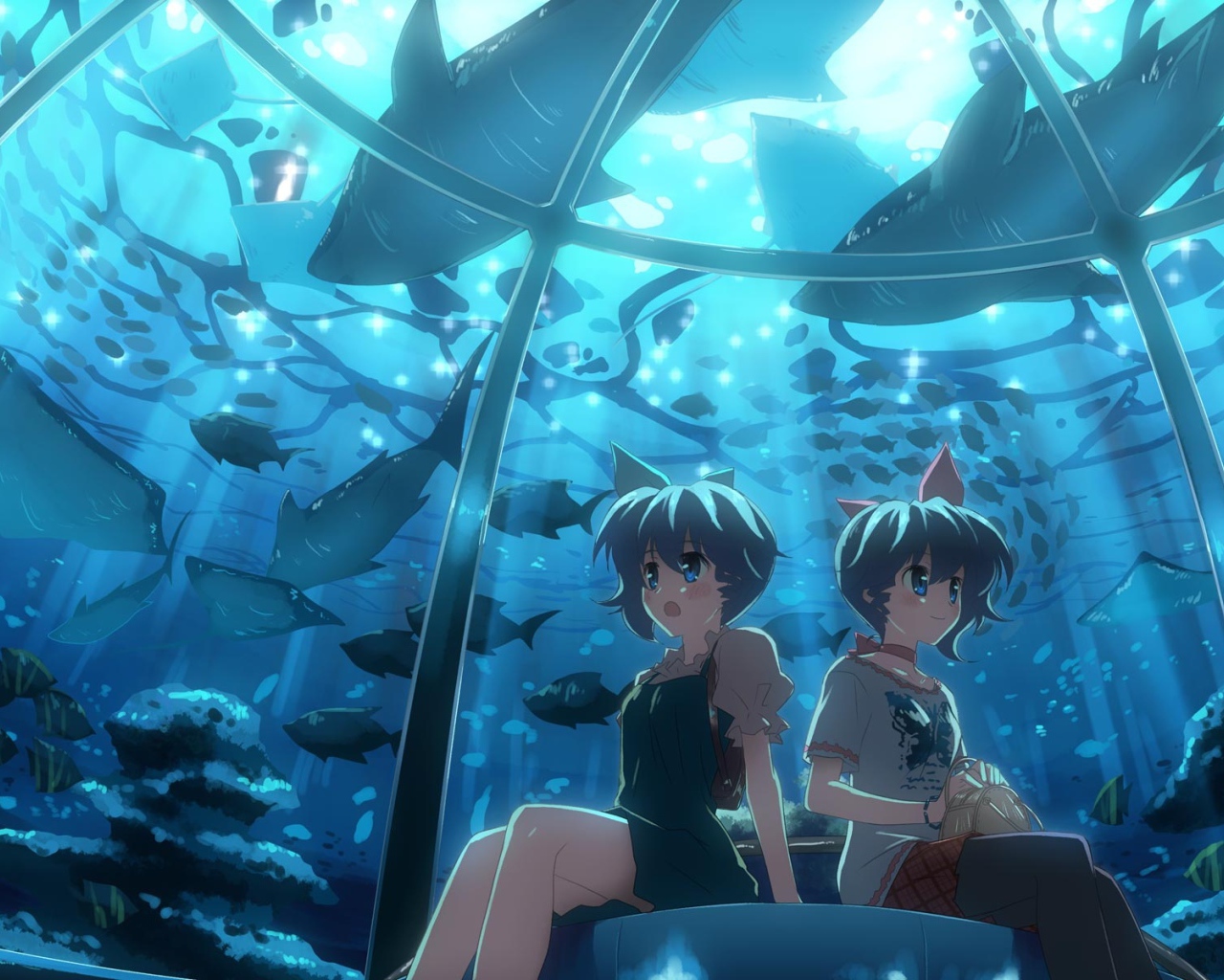 Девчонки в океанариуме