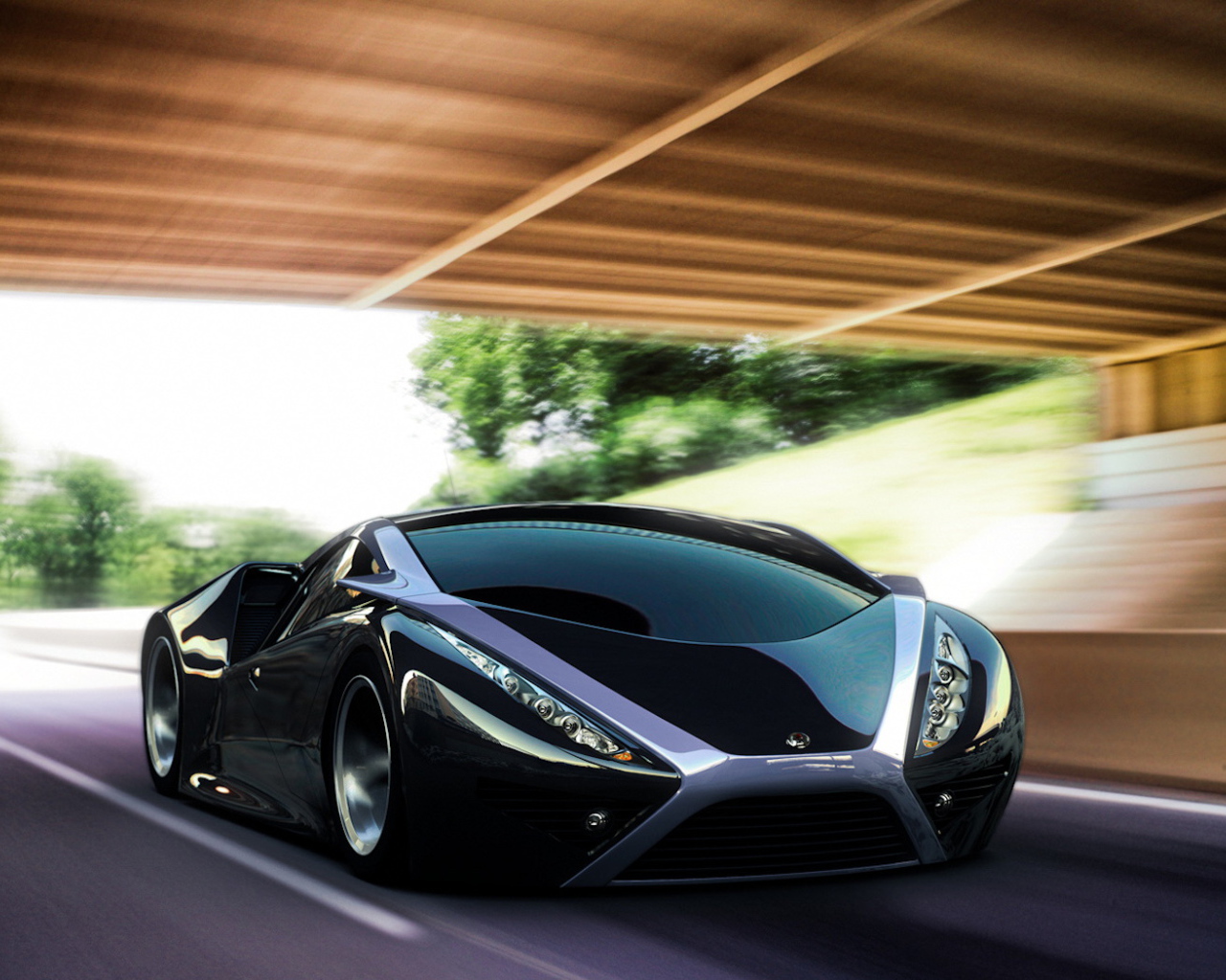 Черный спортивный автомобиль