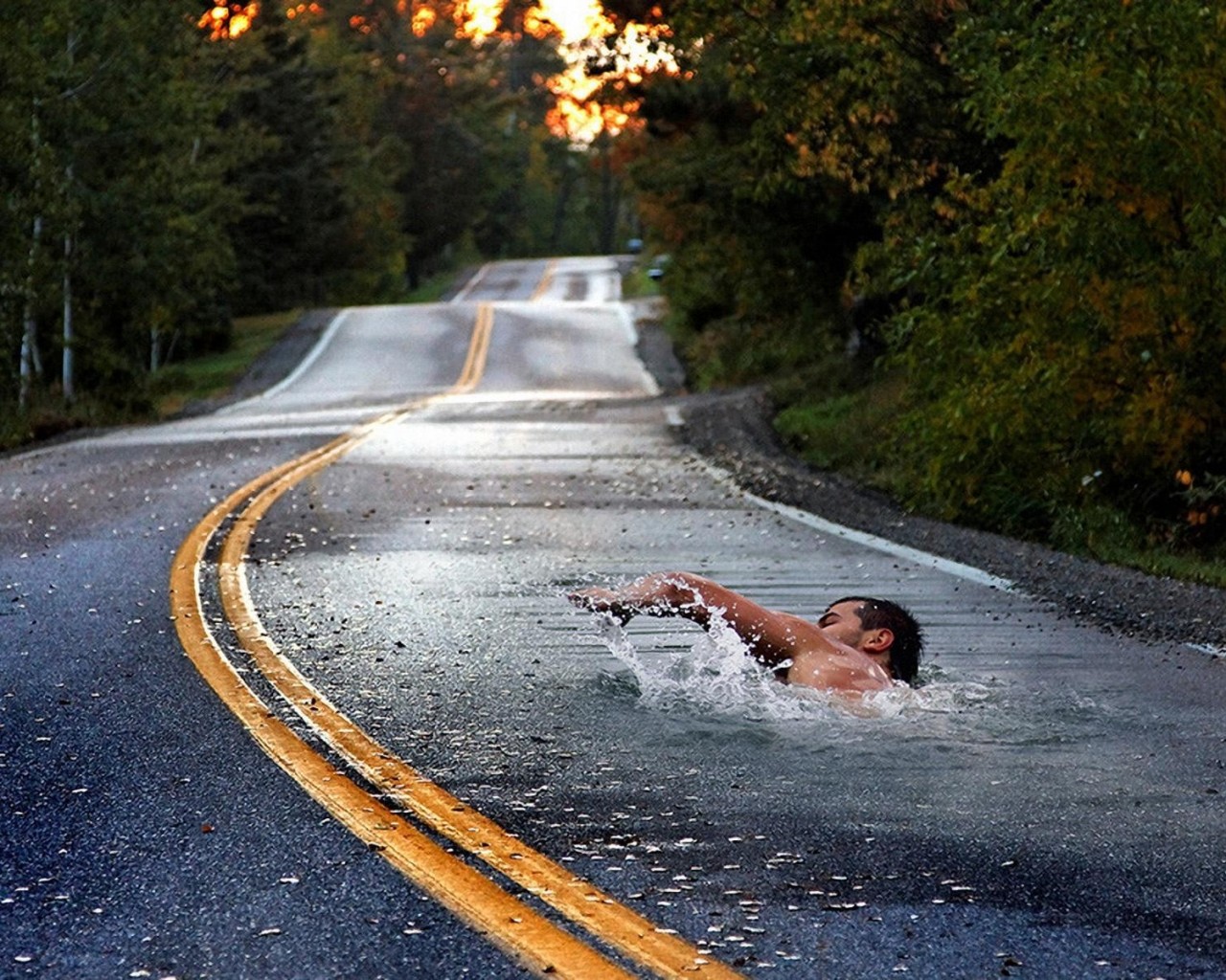 Заплыв по дороге