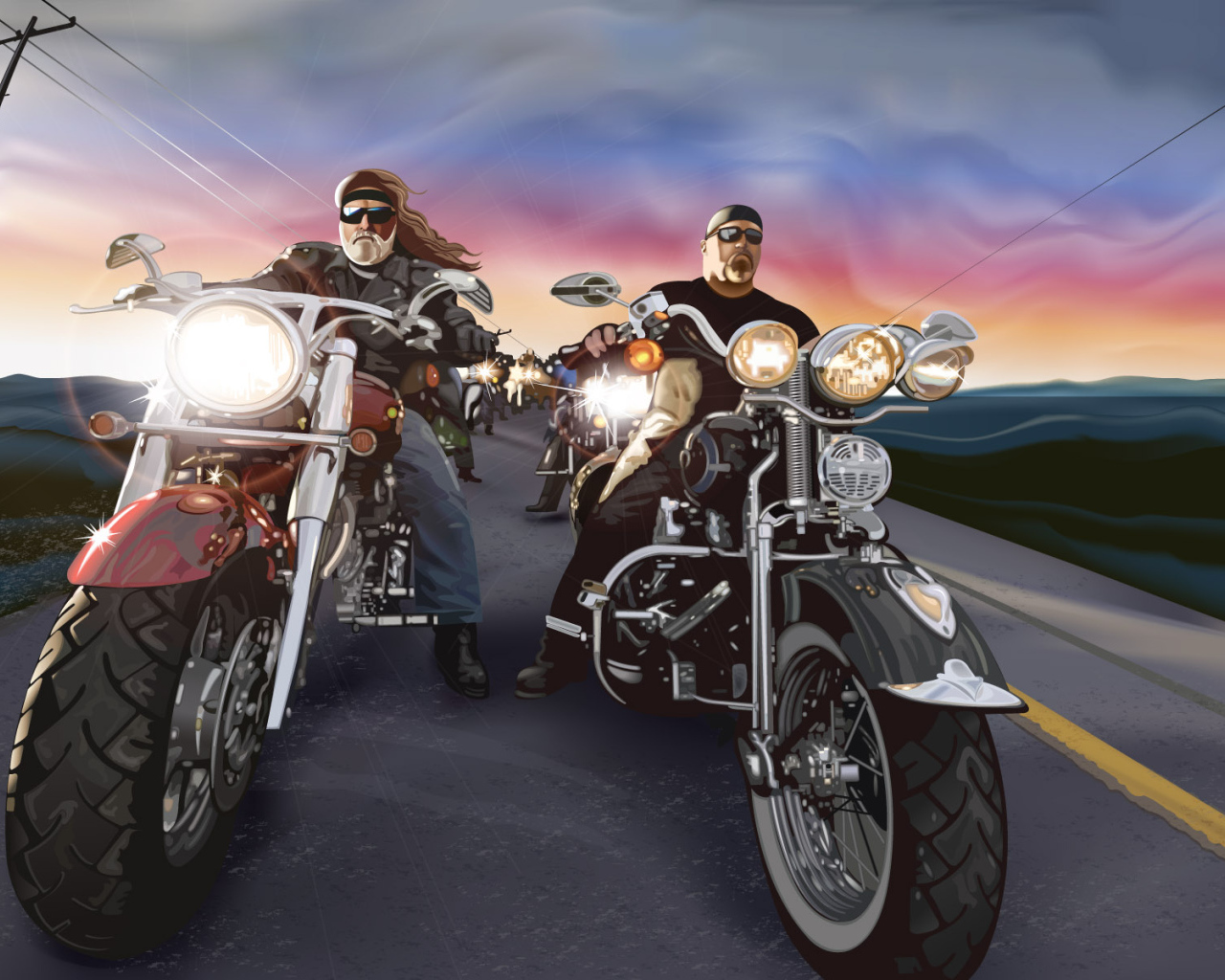 Байкеры на дороге 66