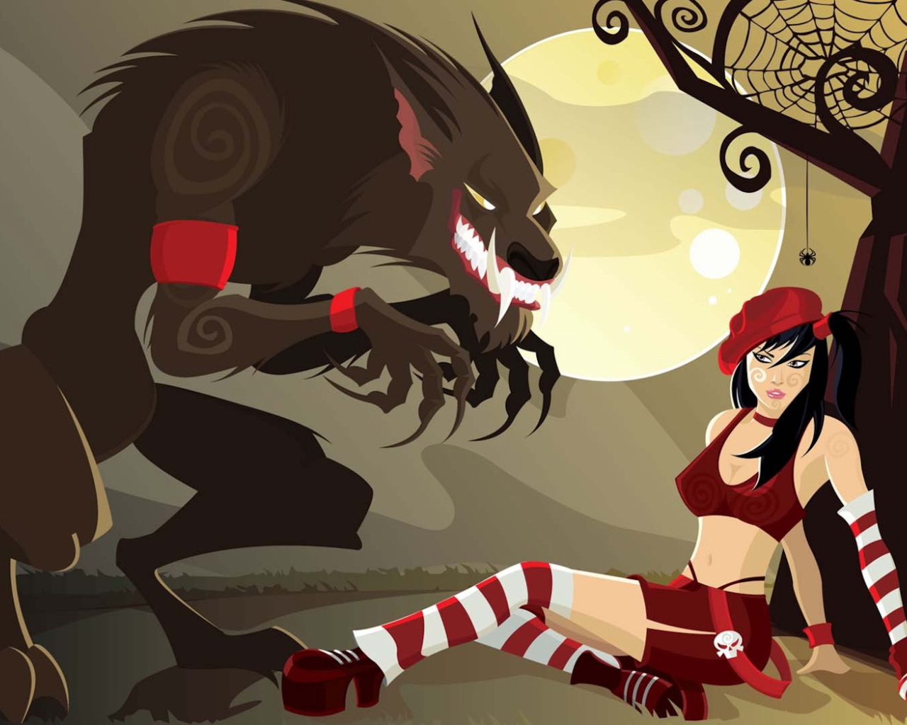 Страшный волк и готичная красная шапочка