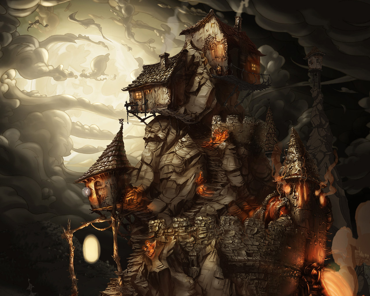 Домики на вершине скалы