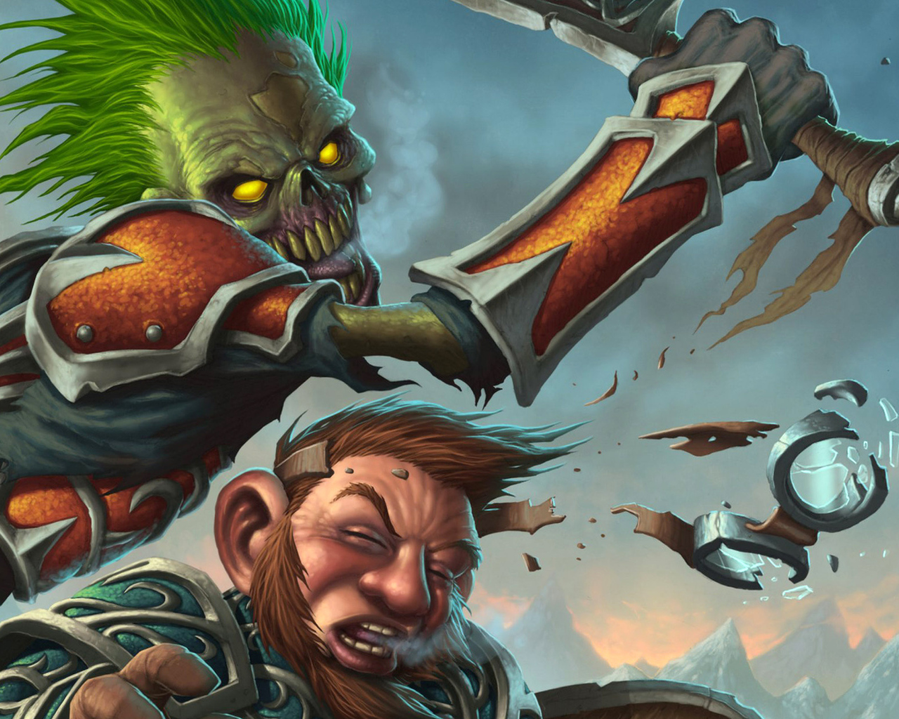 Сражение гнома с воином тьмы