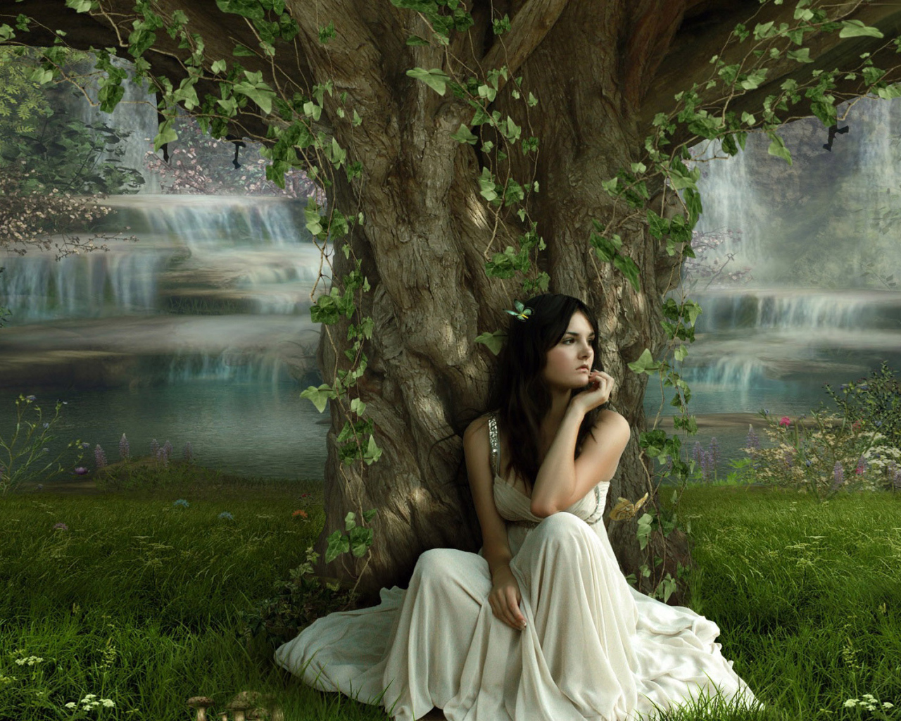 Девушка в тени дерева