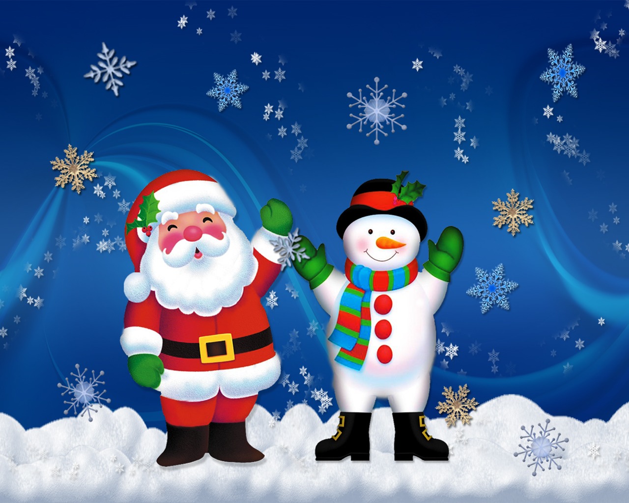 Снеговик и Санта Клаус