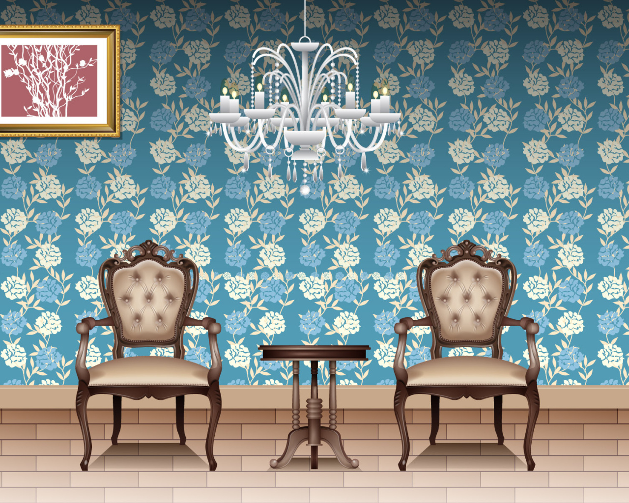 Голубая цветочная комната