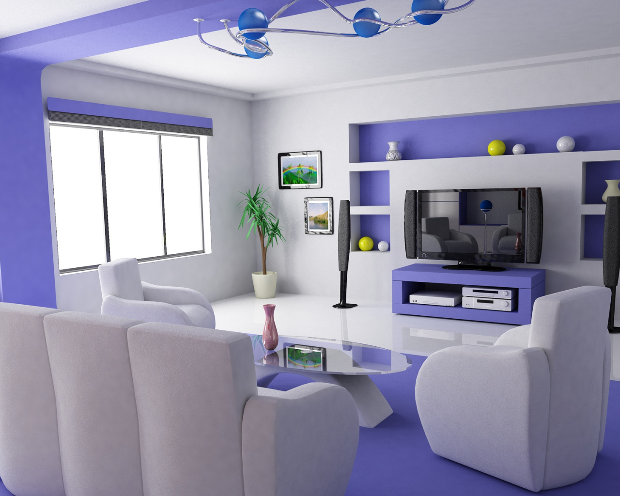 Дизайн светлой комнаты Футуристический модерн