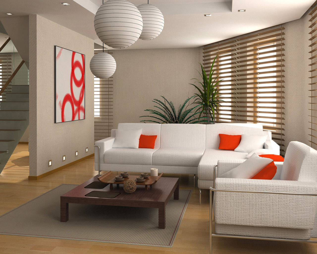 Интерьер двухэтажных апартаментов