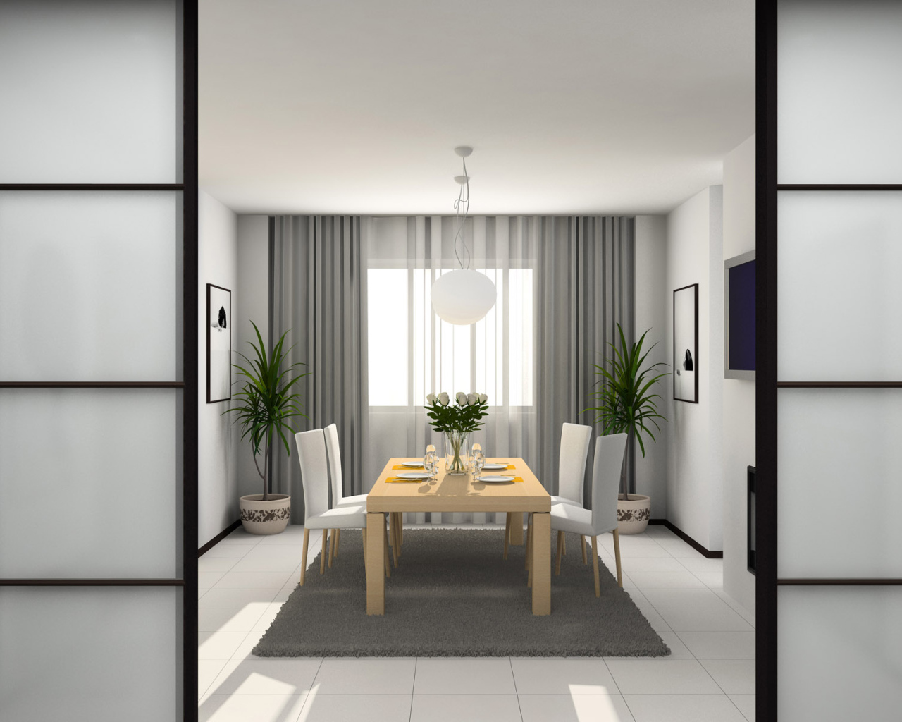 Интерьер светлой столовой