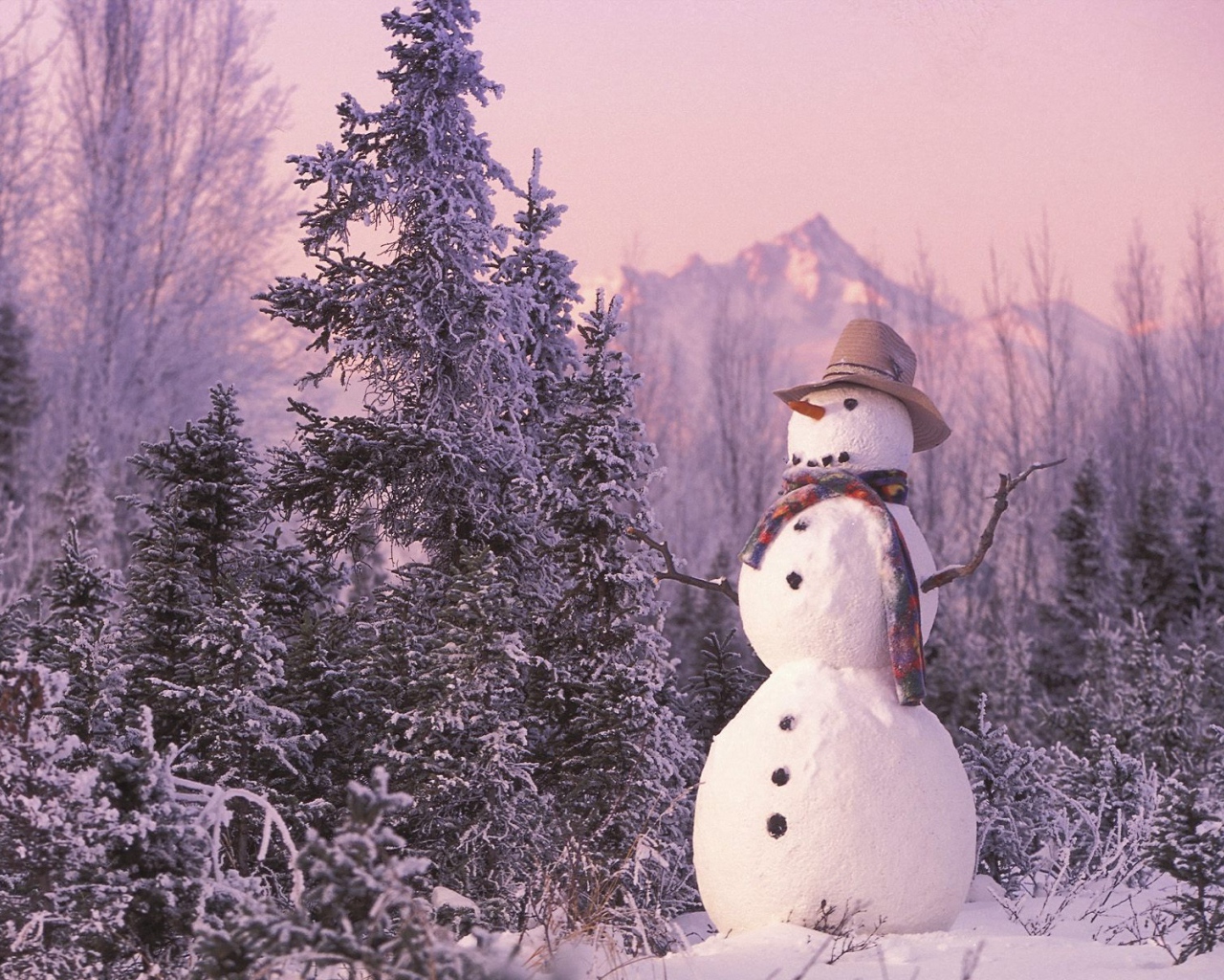 Снеговик в лесу