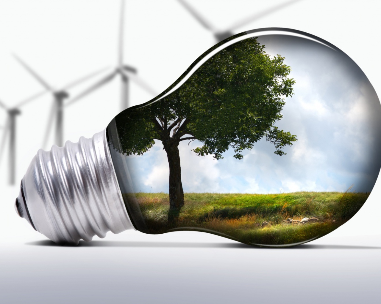 Лампочка природа и ветряки