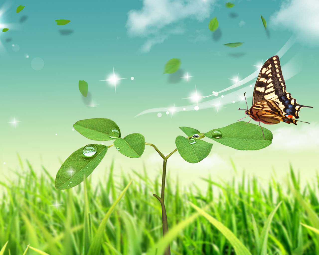 Росток и бабочка