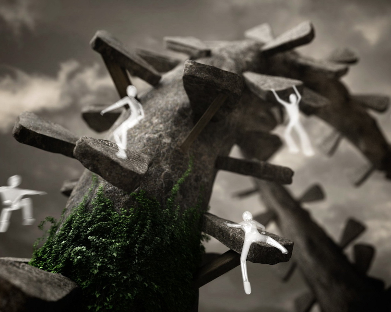 Белые человечки дереволазы