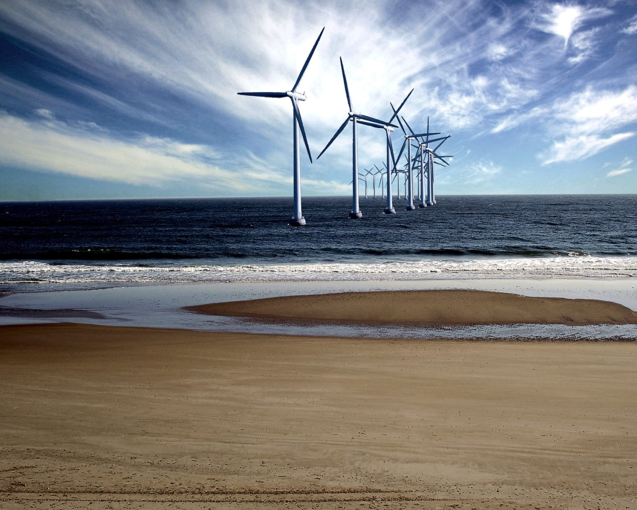Ветряки в море