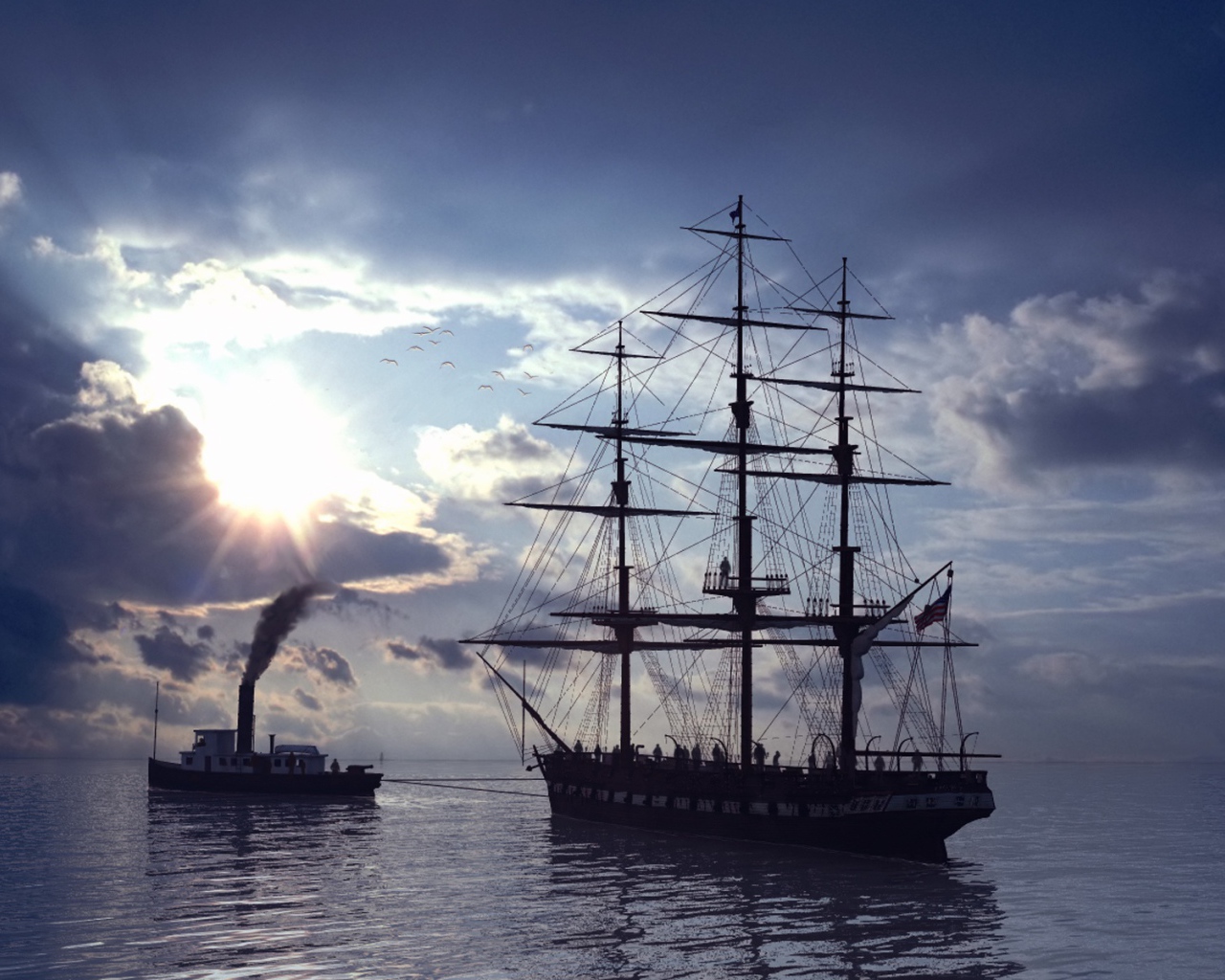 Трехмачтовый парусник