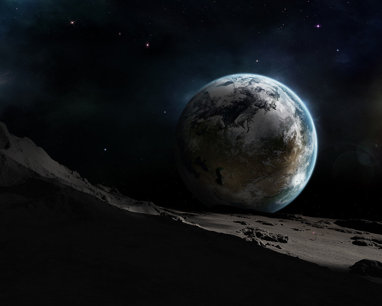 Лунный вид на Землю