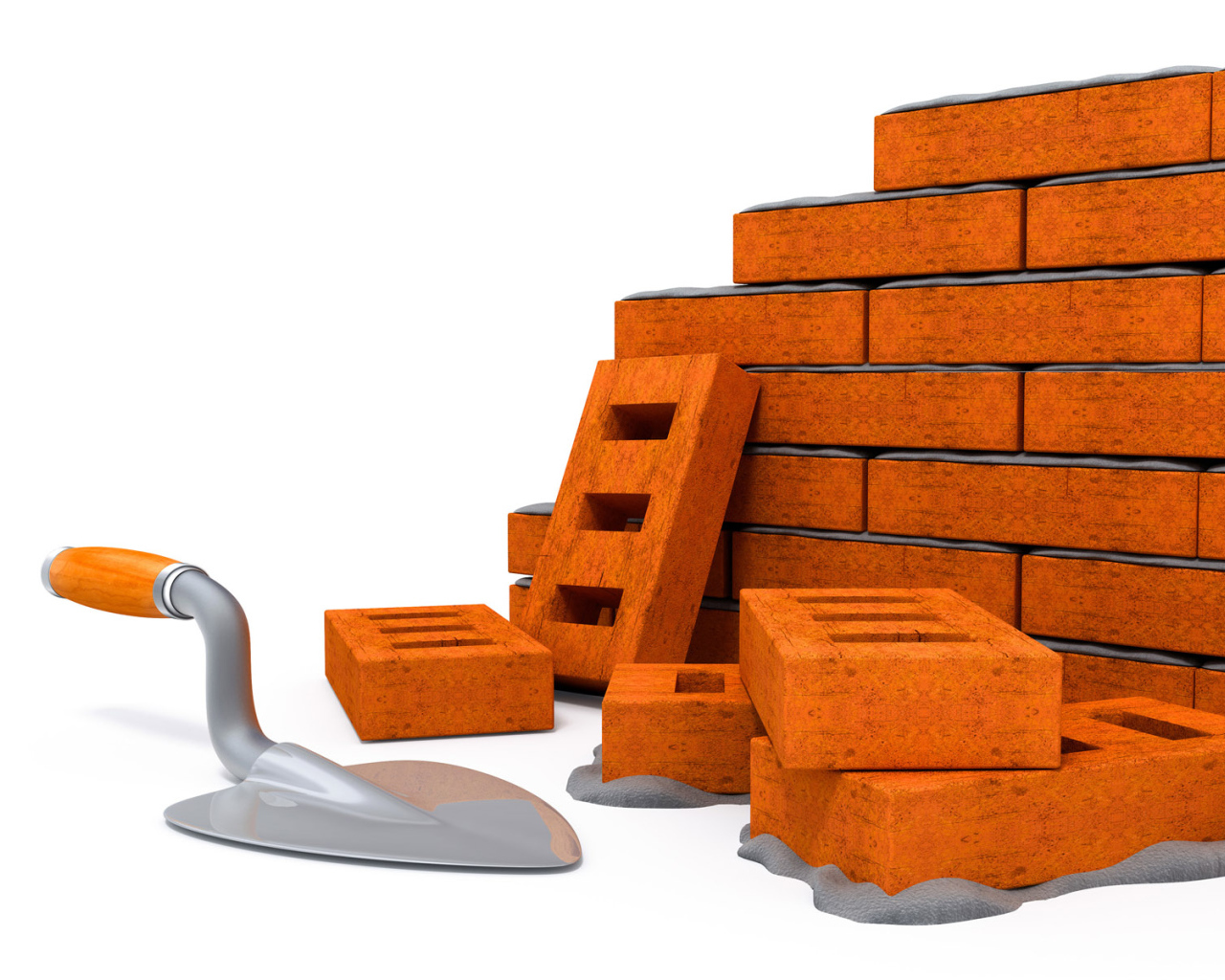 Кирпичи цемент стена