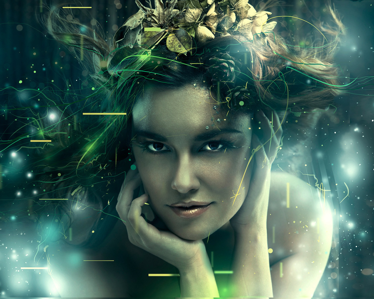 Девушка с венком в волосах