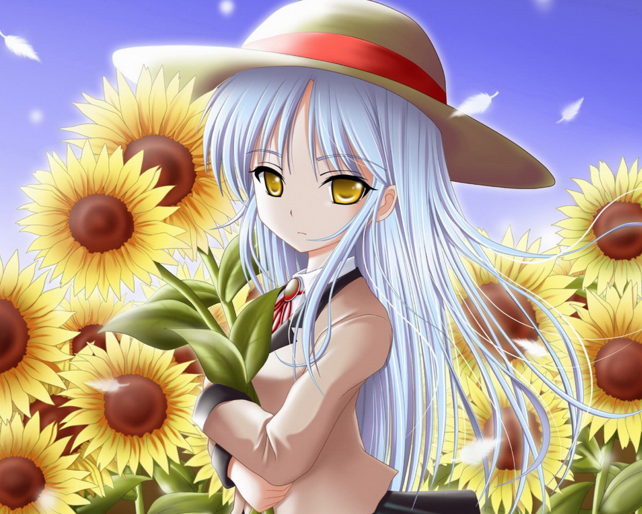 Девочка среди подсолнухов