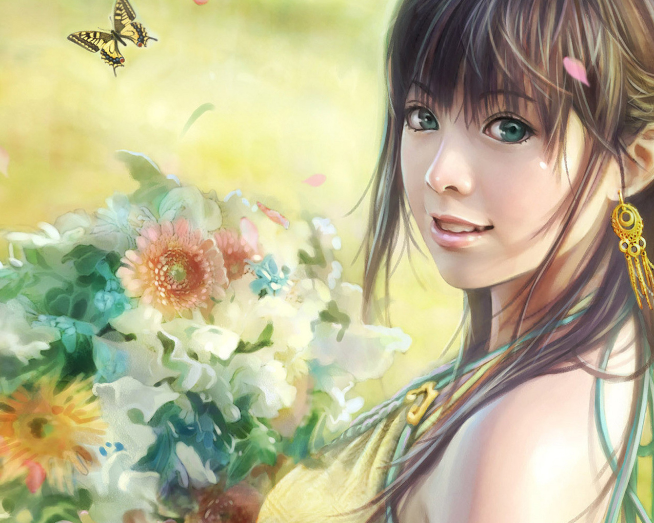 C букетом цветов