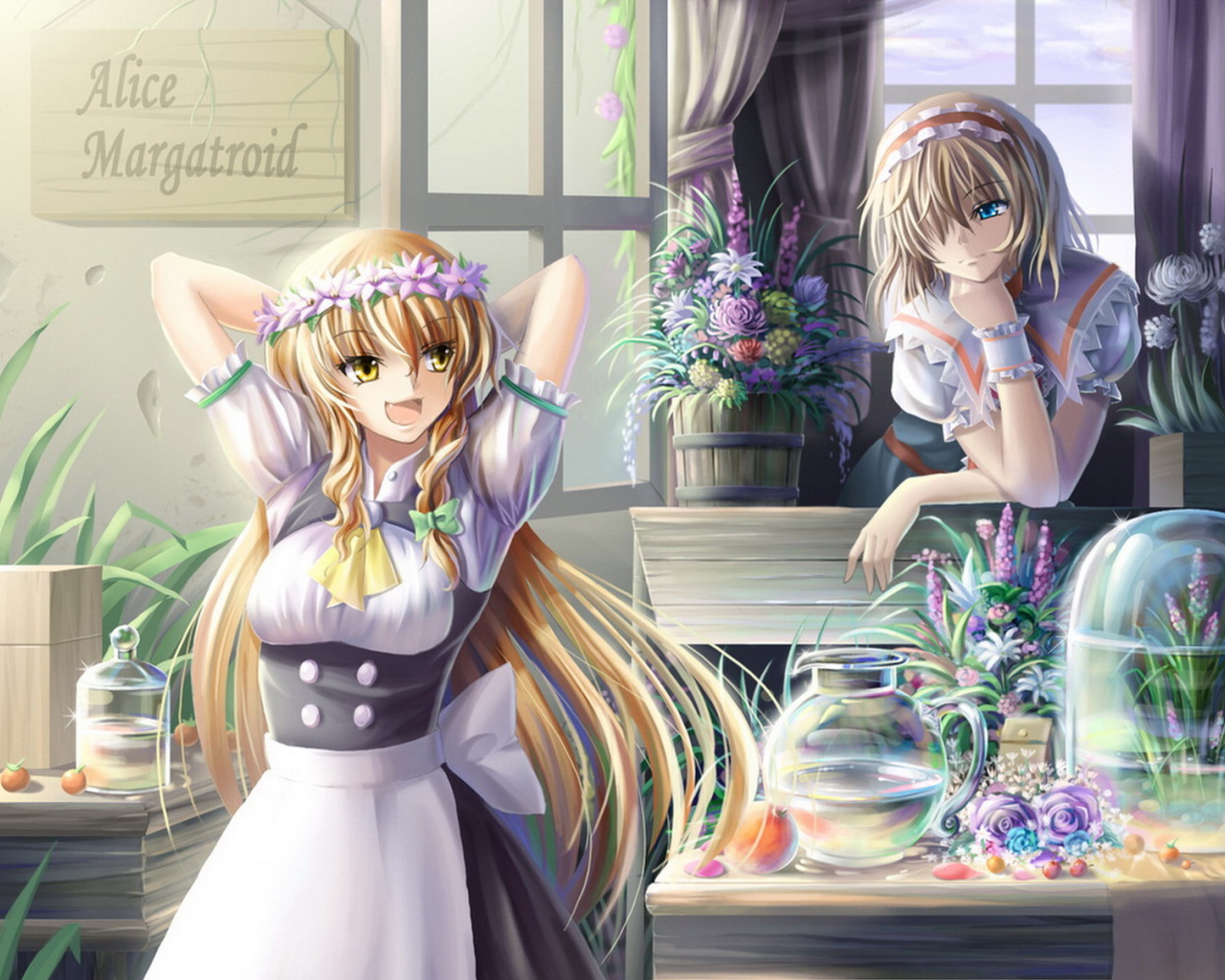 Девчонки в цветочном магазине