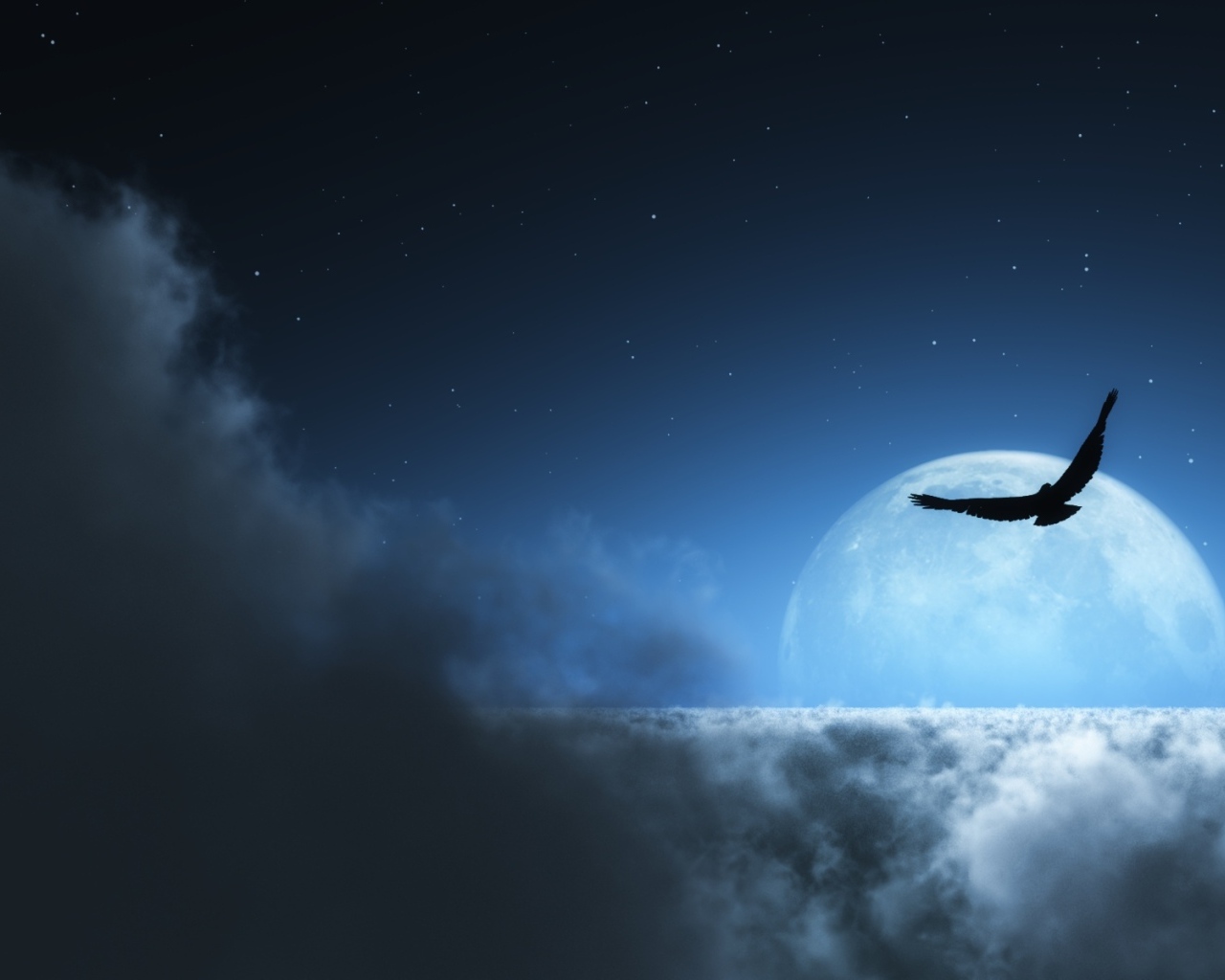 На фоне луны